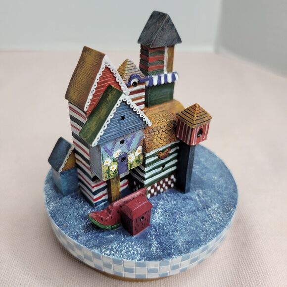 Lang Candles Topper Birdhouses Patchwork Large Medium Jar Candle Topper 2000 New - Picture 5 of 14